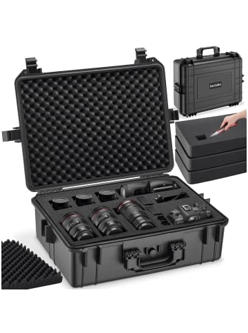 tectake Kamerakoffer, aus robuster Hartschale mit 4 dicken Schaumstoffeinlagen