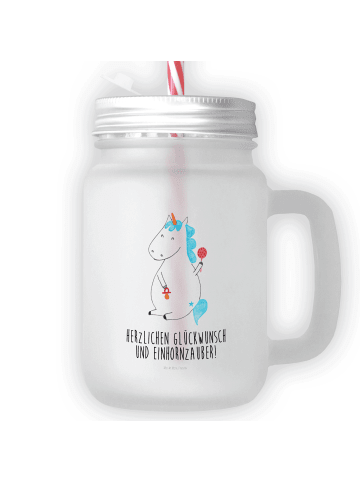 Mr. & Mrs. Panda Glas Für Smoothies Einhorn Baby mit Spruch in Transparent