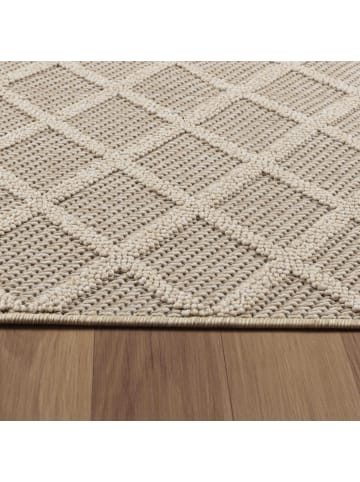 KADIMA DESIGN Teppich Outdoor Waschbar Raute IMST Strapazierfähig OEKO-TEX Balkon in Beige