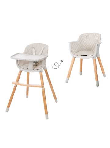 roba 2in1 Hochstuhl & Kinderhochstuhl 'Style Up Wood' - inkl. Sitzpolsterung grau