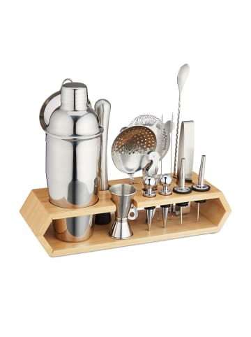 16-tlg. Cocktail Set in Silber/ Natur