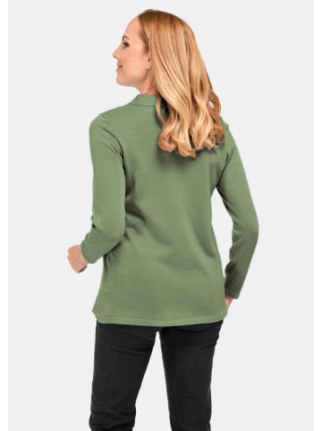 GOLDNER Pullover Unkomplizierter Pullover mit Polokragen in eisgrün