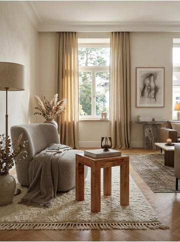 KADIMA DESIGN Tisch Akazienholz | Handgefertigt, 45x40x45cm, 50kg Belastbar in Beige