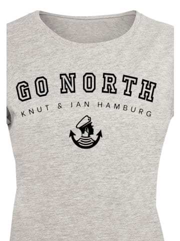 F4NT4STIC Extended Shoulder T-Shirt PLUS SIZE  Go North in grau meliert