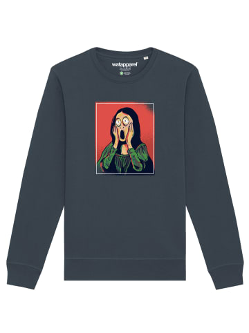 wat? Apparel Sweatshirt Mona Lisa Scream in India Ink Grey