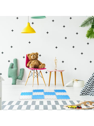 relaxdays 12tlg. Puzzlematte in Blau/ Weiß - (B)114 x (T)86 cm