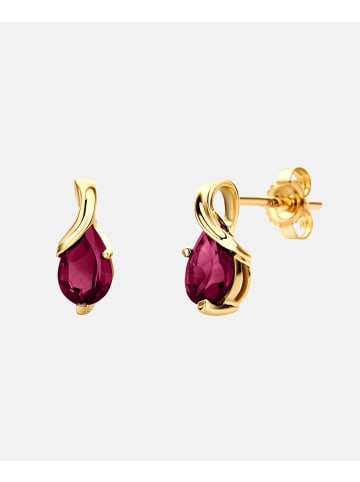 Diamant L'éternel Ohrstecker aus 375 Gelbgold mit Rubin
