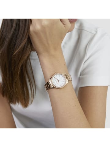 s.Oliver Armbanduhr zeitlos mit funkelnden Steinen in roségold