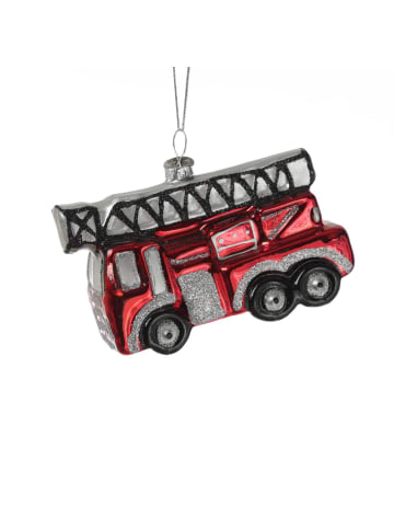 MARELIDA Weihnachtsbaumschmuck Feuerwehrauto Glas Christbaumschmuck L: 11cm in rot
