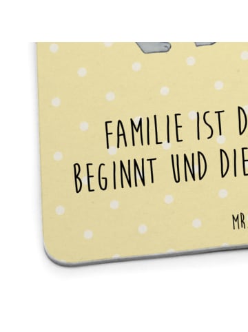 Mr. & Mrs. Panda Tassenuntersetzer Koala Familie mit Spruch in Gelb Pastell