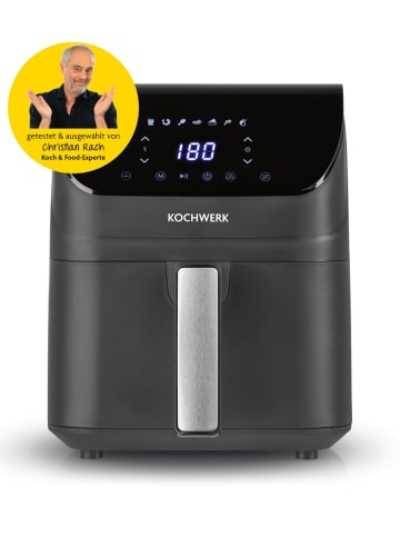 Kochwerk Heißluft-Fritteuse Digital 4l 1400W anthrazit mit Erinnerungsfunktion grau