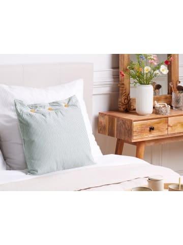 Beliani Dekokissen SEBRINE in Grün/Weiß/Braun - (W) 45 x (H) 12 x (L) 45 cm