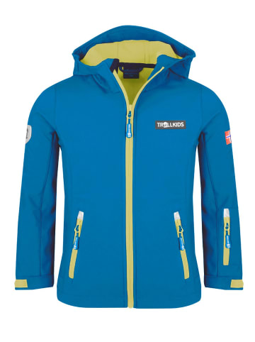 Trollkids Softshelljacke "Oslofjord" in Glühendes Blau/Trübes Gelb