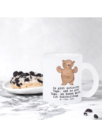 Mr. & Mrs. Panda Teeglas Bär Bodybuilding mit Spruch in Transparent