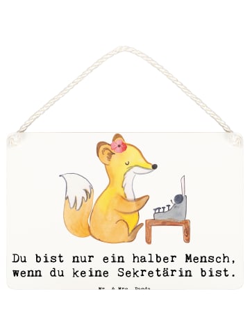 Mr. & Mrs. Panda Holzschild Sekretärin Herz mit Spruch in Weiß
