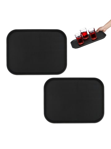 relaxdays 2 x Serviertablett in Schwarz - (B)41 x (T)30 cm