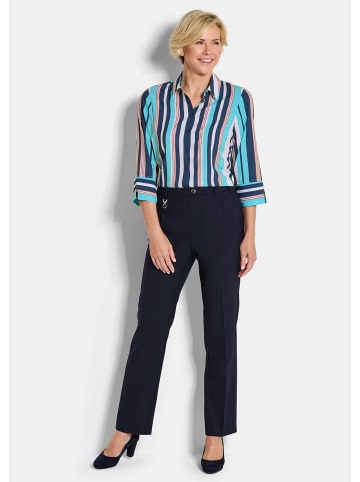 GOLDNER Hemdbluse Blusenshirt mit Streifenmuster in blau / gestreift