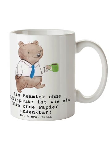 Mr. & Mrs. Panda Kaffeetasse Beamter Kaffeepause mit Spruch in Weiß
