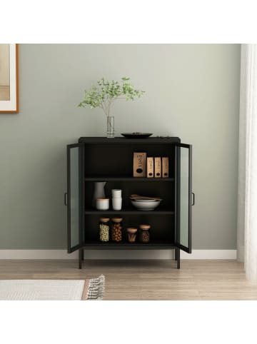 en.casa Sideboard Fauske in Schwarz (H)101.5cm (B)80cm (T)40cm (G)25.2kg