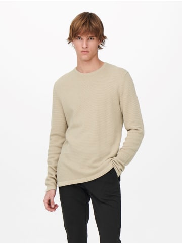 Only&Sons Dünner Langarm Strickpullover Rundhals Basic Sweater ONSPANTER in Beige