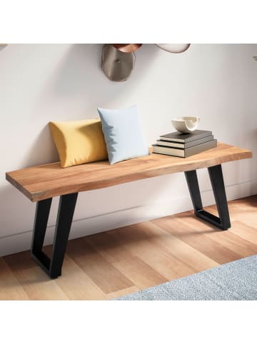 FineBuy Sitzbänk in Braun / Akazie / 120x40x46