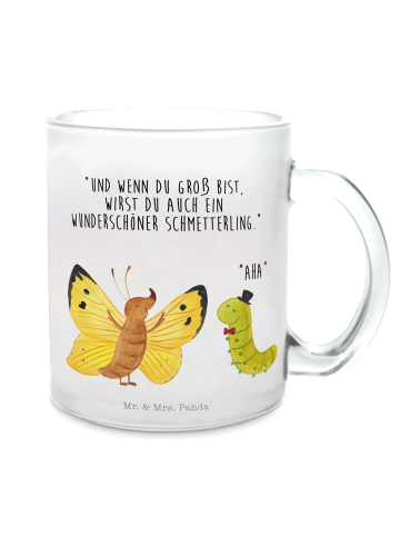 Mr. & Mrs. Panda Teetasse Raupe Schmetterling mit Spruch in Transparent