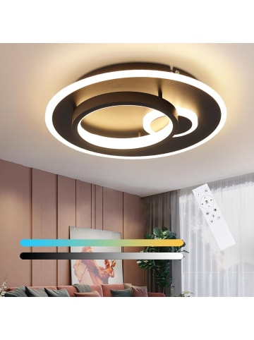 ZMH Deckenleuchte LED in schwarz 3-flammige rund dimmbar 33W Wohnzimmerlampe L 31cm