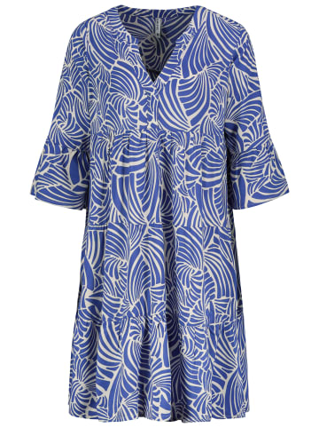 Sublevel Gemusterte Tunikabluse mit Rüschenärmeln und Volants in Hellblau