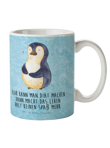 Mr. & Mrs. Panda Kaffeebecher Pinguin Diät mit Spruch in Eisblau