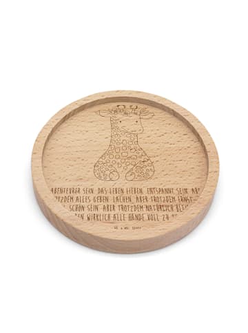 Mr. & Mrs. Panda Holz Untersetzer Giraffe Blumenkranz mit Spruch in Transparent