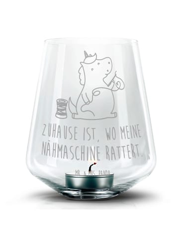 Mr. & Mrs. Panda Windlicht Einhorn Näherin mit Spruch in Transparent