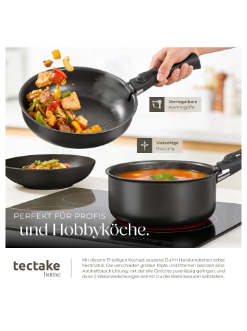 tectake Küchenstarterset aus Steingut mit Glasur, hitzebeständig und kratzfest