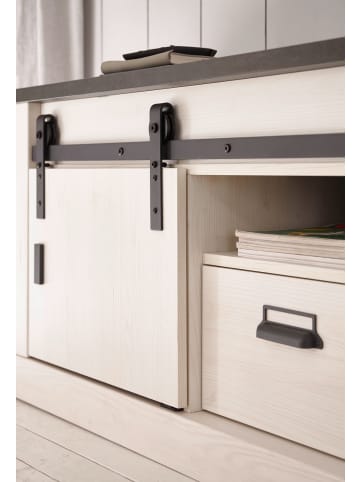 Furn.Design TV-Lowboard weiß Pinie, anthrazit, Landhaus, Unterteil Komforthöhe 162 x 61 cm
