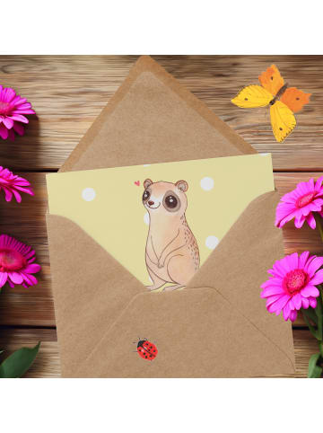 Mr. & Mrs. Panda Grußkarte Plumplori Glücklich mit Spruch in Gelb Pastell