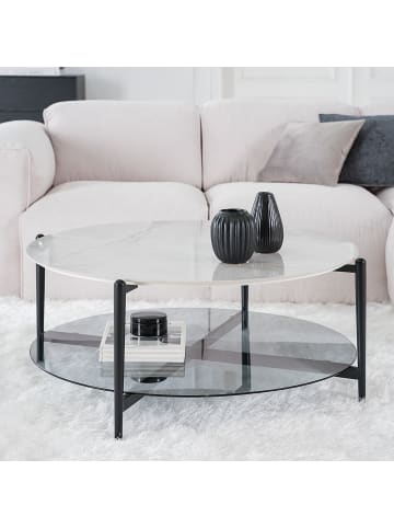 home24 Couchtisch HAYESTOWN in Marmor Weiß Dekor