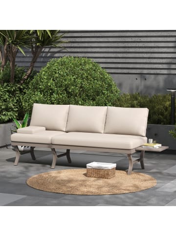 ABRIHOME Outdoor Sofa in Beige 3-Sitzer mit Kopfstütze und Beistelltisch
