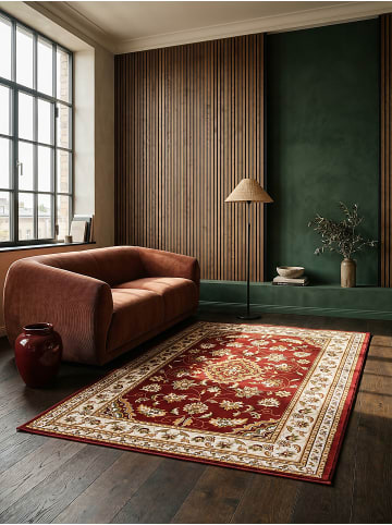 KADIMA DESIGN Kurzflor-Teppich Pflegeleicht GLAZERT Floral Strapazierfähig in Rot