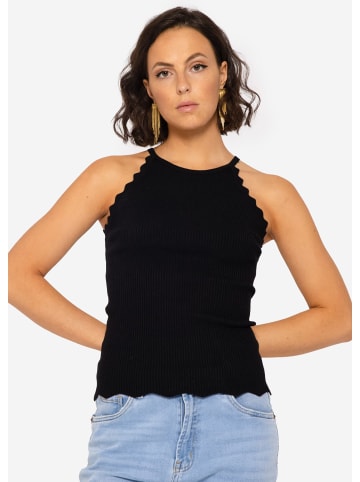 SASSYCLASSY Strick Top mit Bogenkante in schwarz
