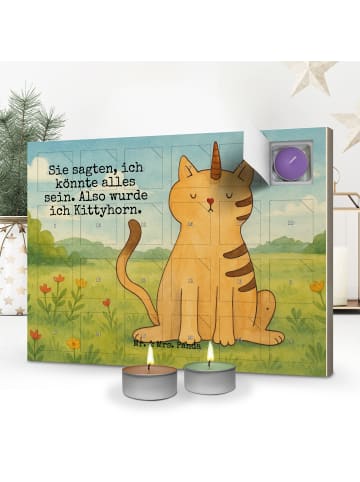Mr. & Mrs. Panda Adventskalender Einhorn Katze Design mit Spruch in Weiß