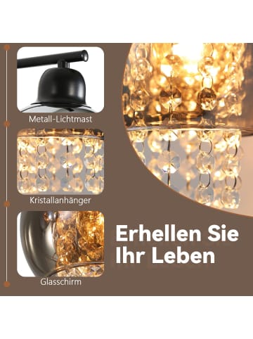ZMH Wandleuchte in schwarz 1-flammige E27 Kristall und Glas Modern Max.40W