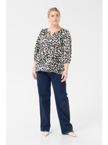 KAFFE curve Langarm-Bluse KCmegda Regular fit in Grey Leopard