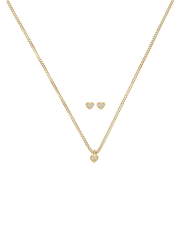 Elli DIAMONDS  Schmuckset 585 Gelbgold Herz in Gold