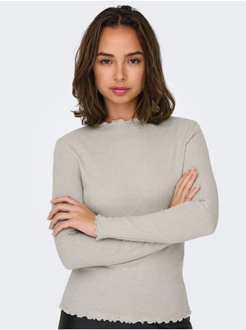 ONLY Langarm-Shirt mit Rüschensaum und gerippter Textur in Grau