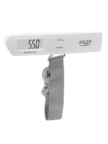 Adler Europe AD 8191 Reisegepäckwaage 50 kg mit LCD-Display & Tara-Funktion in Weiß