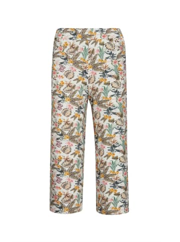 GOLDNER Kurzgröße: Druckhose Louisa mit weichem Fall in weiß / bunt / gemustert