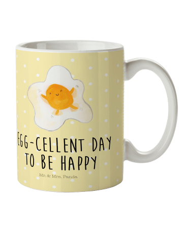 Mr. & Mrs. Panda Plastikbecher Spiegelei Ei mit Spruch in Gelb Pastell