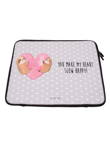 Mr. & Mrs. Panda Laptop Hülle Faultiere Herz mit Spruch in Grau Pastell