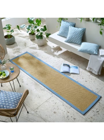 KADIMA DESIGN Outdoor Teppich Sisal Bordüre, Balkon schmutzabweisend in Natur-Blau