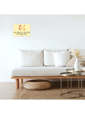 Mr. & Mrs. Panda Wandbild Igel Grillen mit Spruch in Gelb Pastell