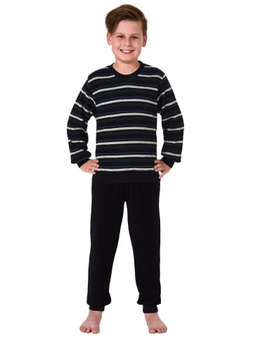 NORMANN Frottee Pyjama langarm Schlafanzug Bündchen - 64780 in navy